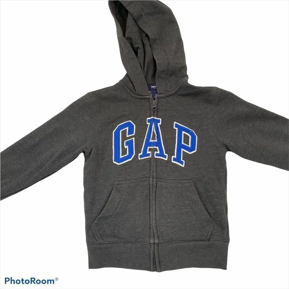 Boys‎ Gap Charcoal Grey Full Zip Logo Hoodie XS
